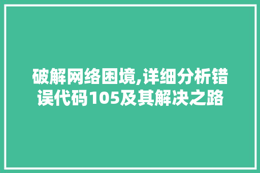 破解网络困境,详细分析错误代码105及其解决之路