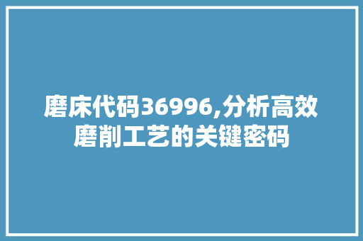 磨床代码36996,分析高效磨削工艺的关键密码