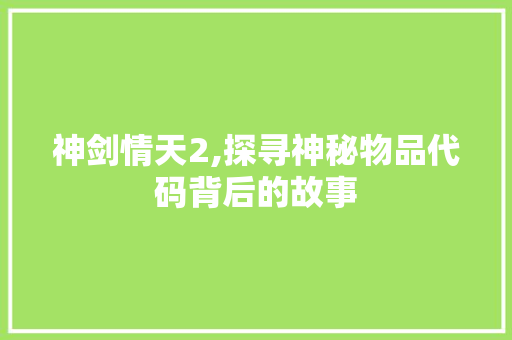 神剑情天2,探寻神秘物品代码背后的故事