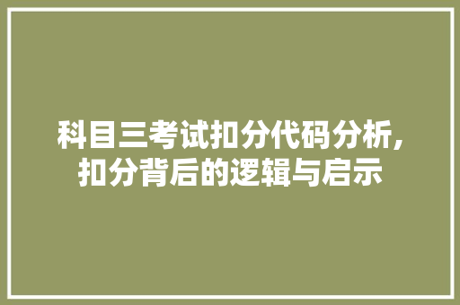 科目三考试扣分代码分析,扣分背后的逻辑与启示