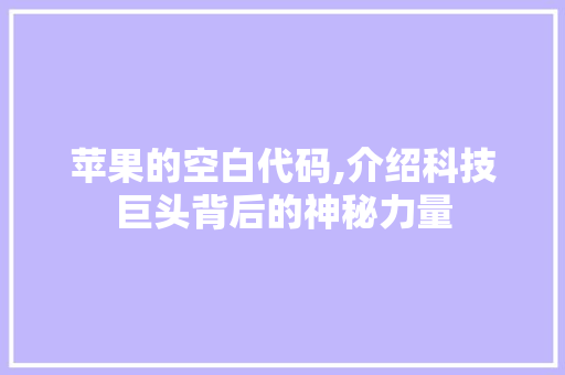 苹果的空白代码,介绍科技巨头背后的神秘力量