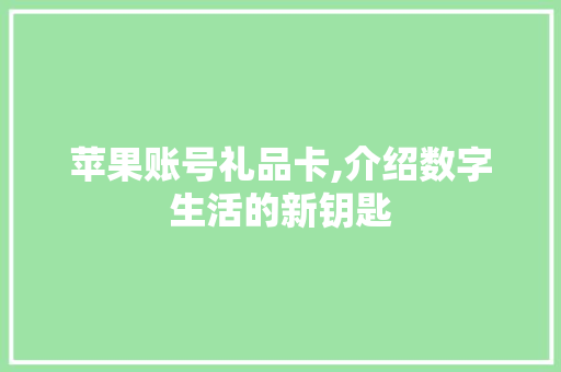 苹果账号礼品卡,介绍数字生活的新钥匙