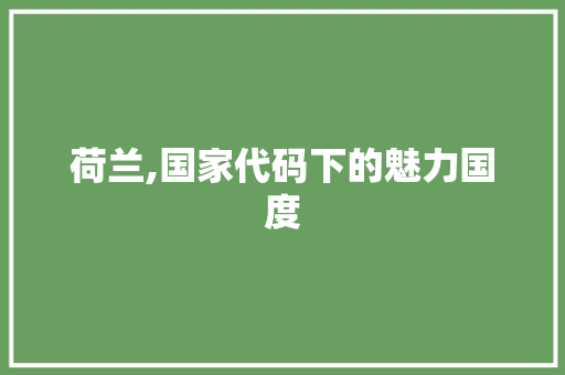 荷兰,国家代码下的魅力国度