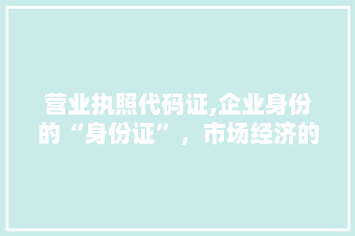 营业执照代码证,企业身份的“身份证”，市场经济的“通行证”