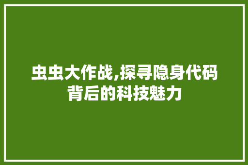 虫虫大作战,探寻隐身代码背后的科技魅力