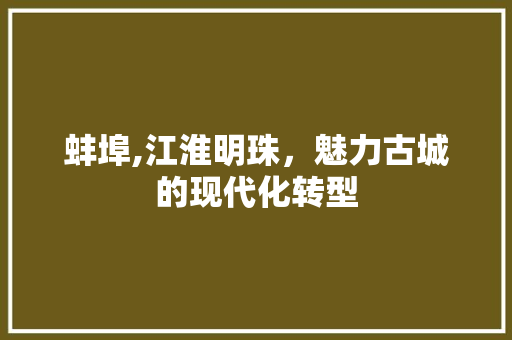 蚌埠,江淮明珠，魅力古城的现代化转型