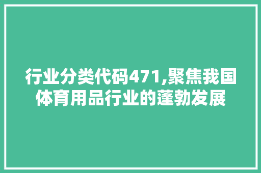 行业分类代码471,聚焦我国体育用品行业的蓬勃发展