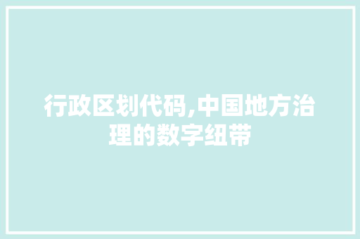 行政区划代码,中国地方治理的数字纽带