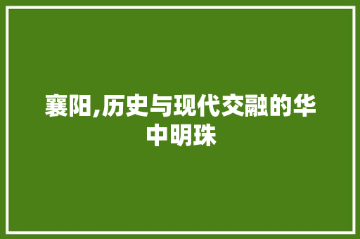 襄阳,历史与现代交融的华中明珠