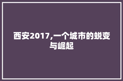 西安2017,一个城市的蜕变与崛起