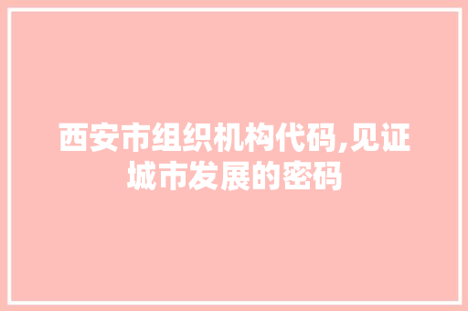 西安市组织机构代码,见证城市发展的密码