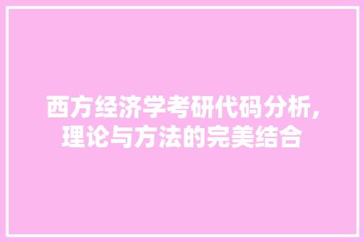 西方经济学考研代码分析,理论与方法的完美结合