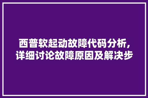 西普软起动故障代码分析,详细讨论故障原因及解决步骤