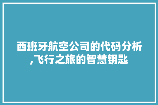 西班牙航空公司的代码分析,飞行之旅的智慧钥匙