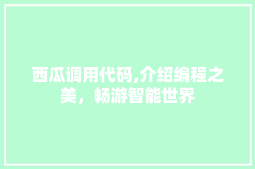 西瓜调用代码,介绍编程之美，畅游智能世界