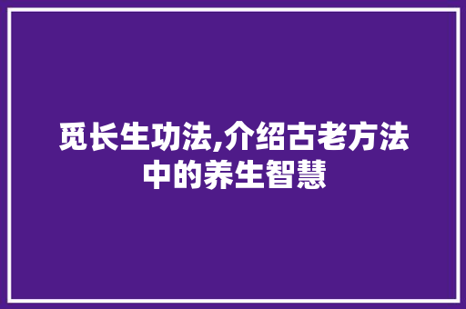 觅长生功法,介绍古老方法中的养生智慧