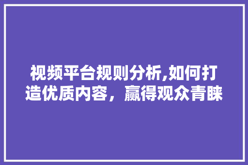 视频平台规则分析,如何打造优质内容，赢得观众青睐