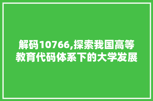 解码10766,探索我国高等教育代码体系下的大学发展之路