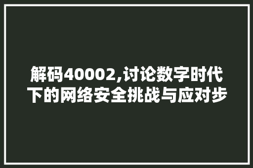 解码40002,讨论数字时代下的网络安全挑战与应对步骤