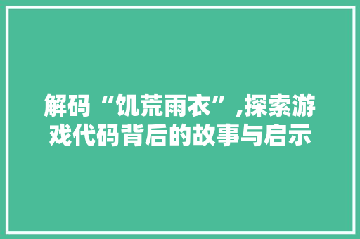 解码“饥荒雨衣”,探索游戏代码背后的故事与启示