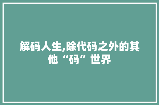 解码人生,除代码之外的其他“码”世界