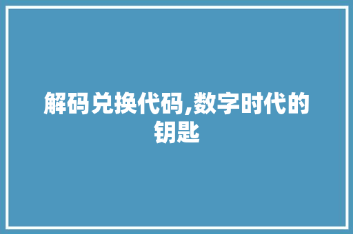 解码兑换代码,数字时代的钥匙