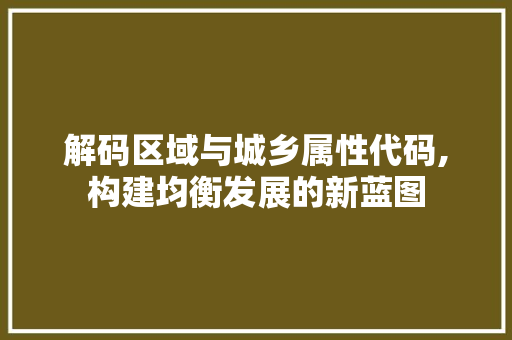 解码区域与城乡属性代码,构建均衡发展的新蓝图