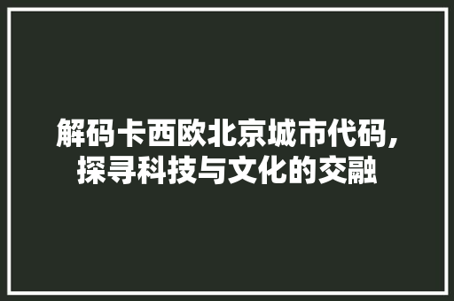 解码卡西欧北京城市代码,探寻科技与文化的交融