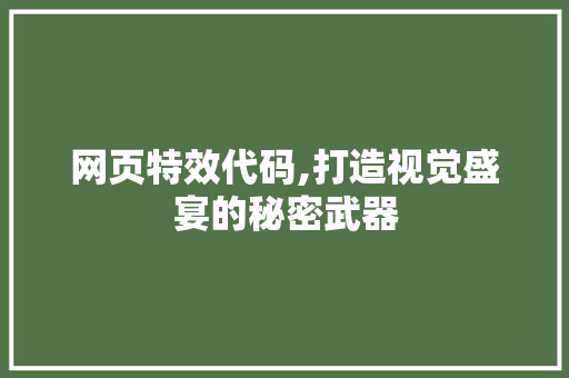 网页特效代码,打造视觉盛宴的秘密武器