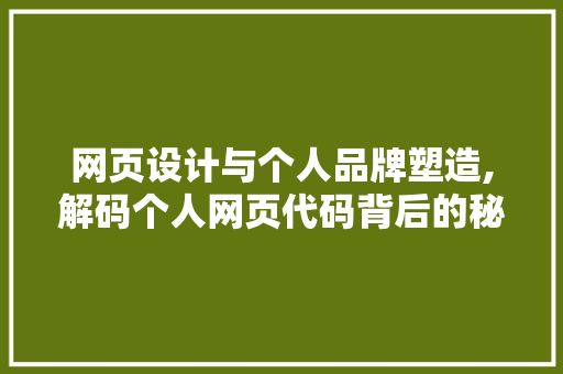 网页设计与个人品牌塑造,解码个人网页代码背后的秘密