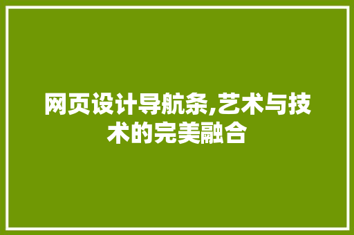 网页设计导航条,艺术与技术的完美融合