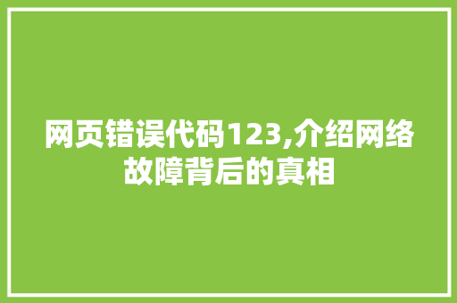 网页错误代码123,介绍网络故障背后的真相