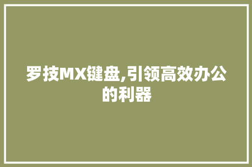 罗技MX键盘,引领高效办公的利器