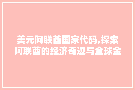 美元阿联酋国家代码,探索阿联酋的经济奇迹与全球金融融合