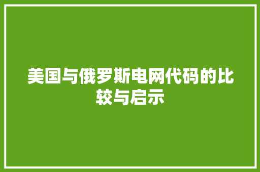 美国与俄罗斯电网代码的比较与启示