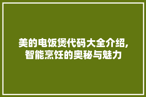 美的电饭煲代码大全介绍,智能烹饪的奥秘与魅力