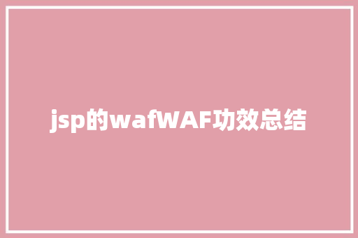 jsp的wafWAF功效总结