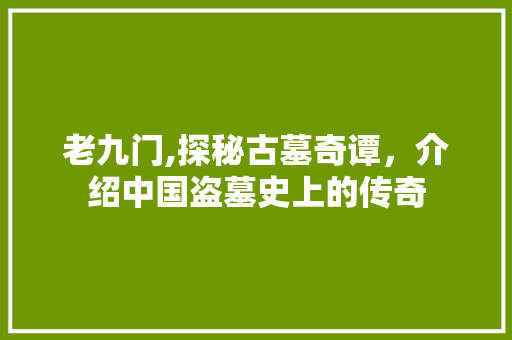 老九门,探秘古墓奇谭，介绍中国盗墓史上的传奇