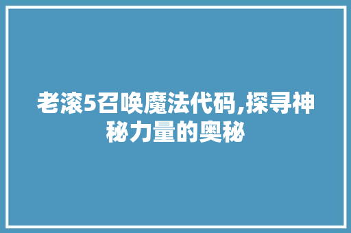 老滚5召唤魔法代码,探寻神秘力量的奥秘