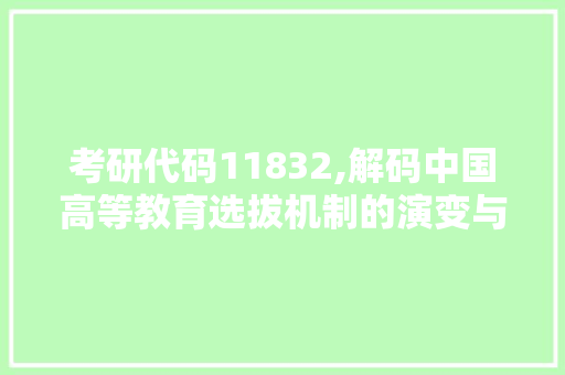 考研代码11832,解码中国高等教育选拔机制的演变与挑战