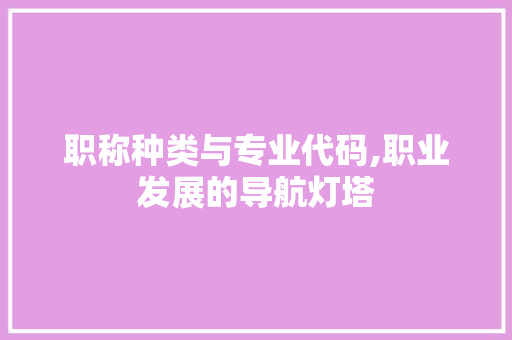 职称种类与专业代码,职业发展的导航灯塔