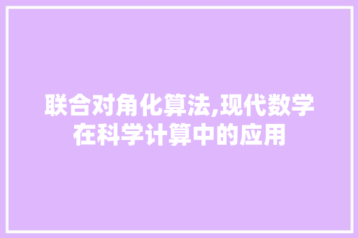 联合对角化算法,现代数学在科学计算中的应用