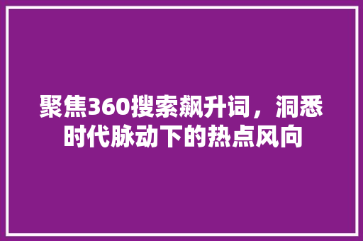 聚焦360搜索飙升词，洞悉时代脉动下的热点风向