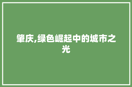 肇庆,绿色崛起中的城市之光