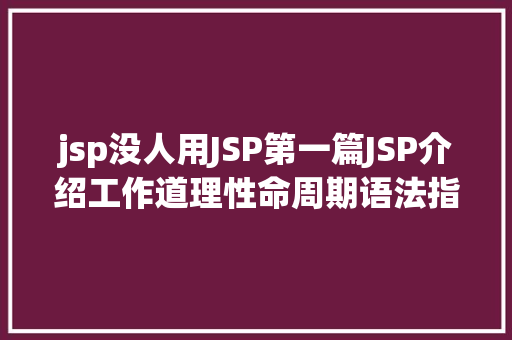 jsp没人用JSP第一篇JSP介绍工作道理性命周期语法指令修订版 Vue.js