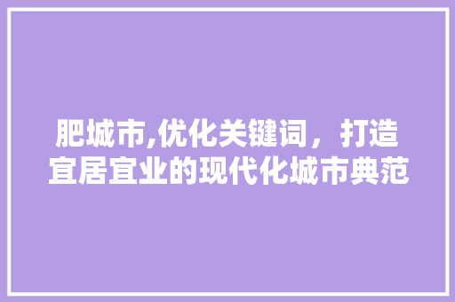 肥城市,优化关键词，打造宜居宜业的现代化城市典范