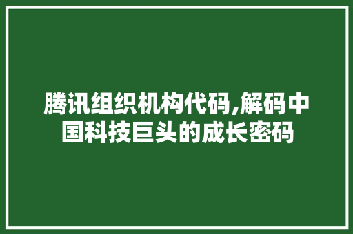 腾讯组织机构代码,解码中国科技巨头的成长密码