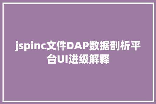 jspinc文件DAP数据剖析平台UI进级解释