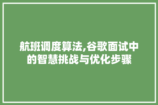 航班调度算法,谷歌面试中的智慧挑战与优化步骤