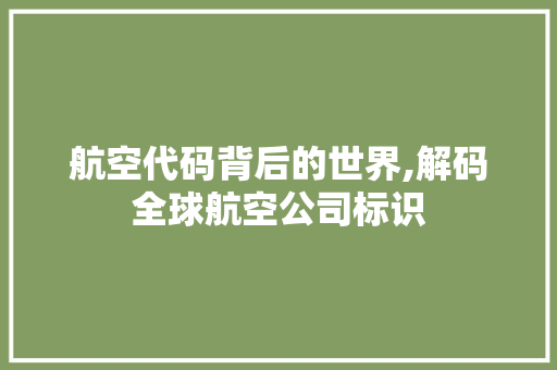 航空代码背后的世界,解码全球航空公司标识